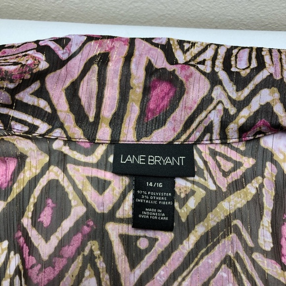 Lane Bryant Sheer Metallic Retro Long Sleeve Tie Front Cárdigan Blouse 14/16 - Picture 7 of 12